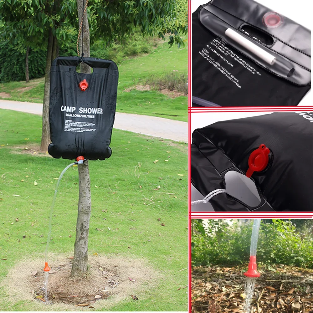 20L Portable Camping Shower Bag Outdoor Travel Hiking BBQ Cycling Beach Swimming Solar Heated Bathing Water Bag - Image 2