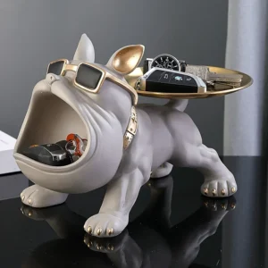 Home Decor Bulldog Figurine Dog Statue Storag...